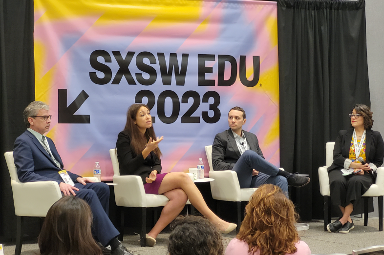 Panelists speak about school finance at SXSW EDU in Austin Texas.